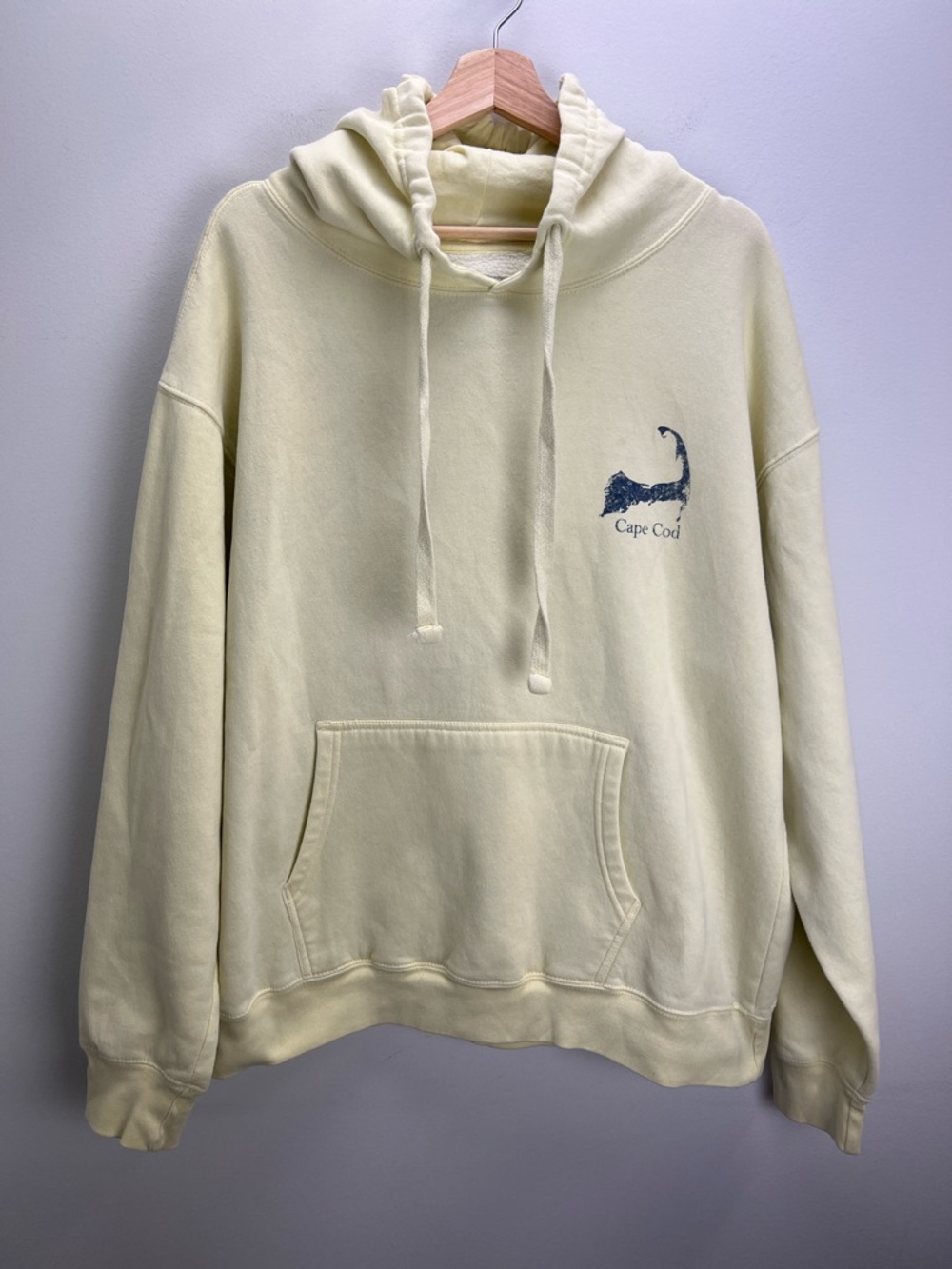 Cuffy’s Cape Cod Sweatshirt Hoodie Yellow Blue Mens Large Unisex Summer Preppy